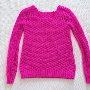 Handmade Vibrant Pink Fuchsia Knit Sweater Size XS/S